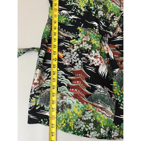 Japanese Made Washable Rayon Kimono L Artsy Maximalist Travel Scenic Boho Ukiyoe - Picture 11 of 12
